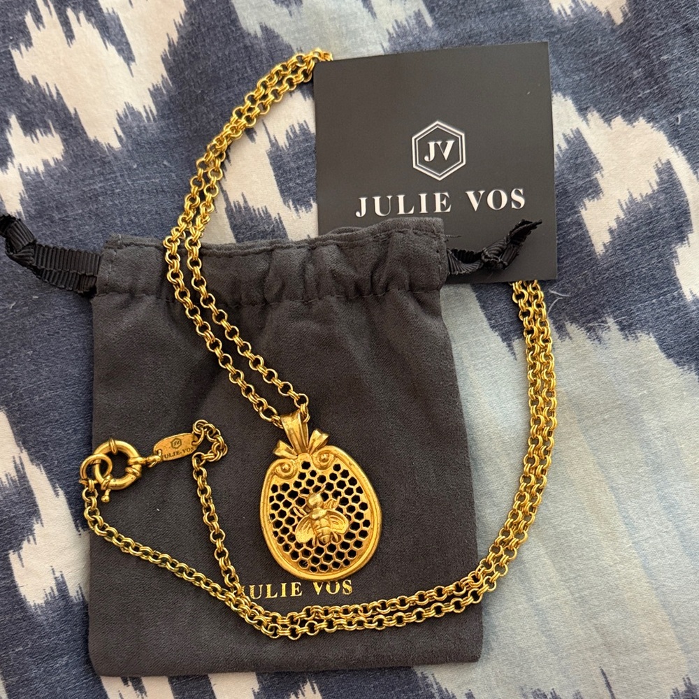Julie Vos Gold Bee Pendant Necklace